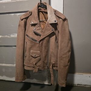 Tan Leather Biker Jacket